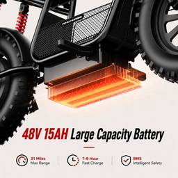Windhorse D1 Electric Scooter  - 750W 48V 15Ah - Black - Image 4 (thumbnail)