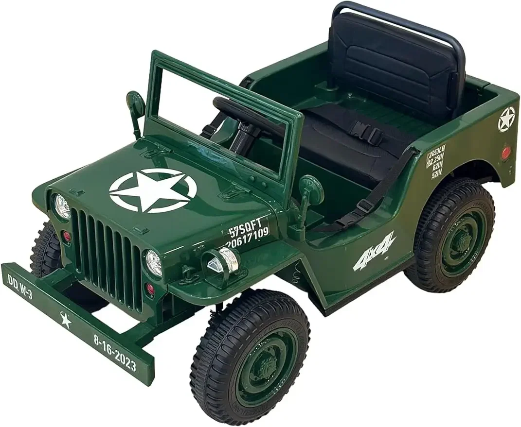 Kids Military Style Electric Jeep with Shovel and Headlights Sport Design - Electric scooter product image
