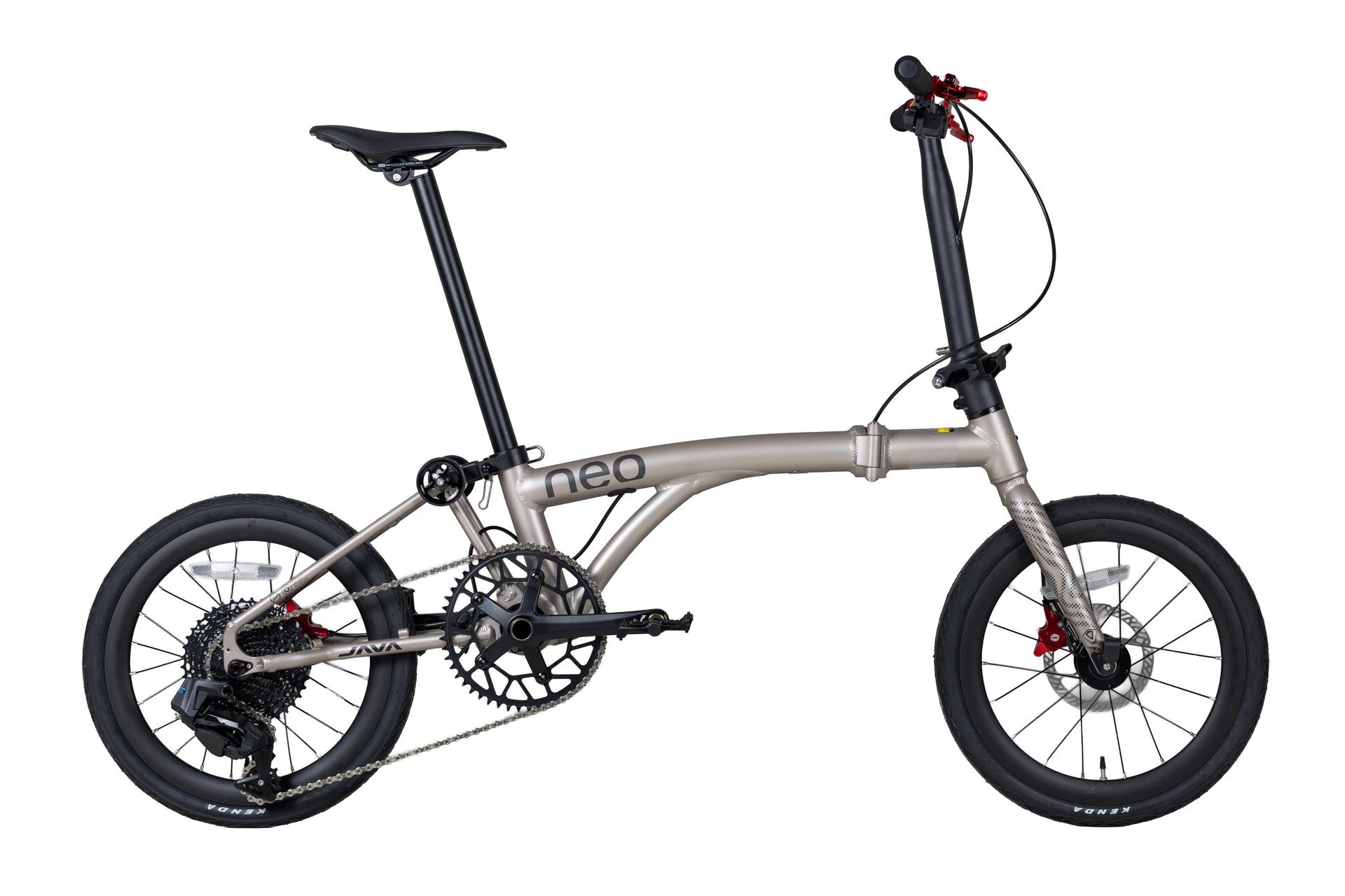 Java Neo12 Titanium JAVA NEO 12-Speed E-Shifter Triple-Fold Bike - 16 Inch - Titanium - Image 1