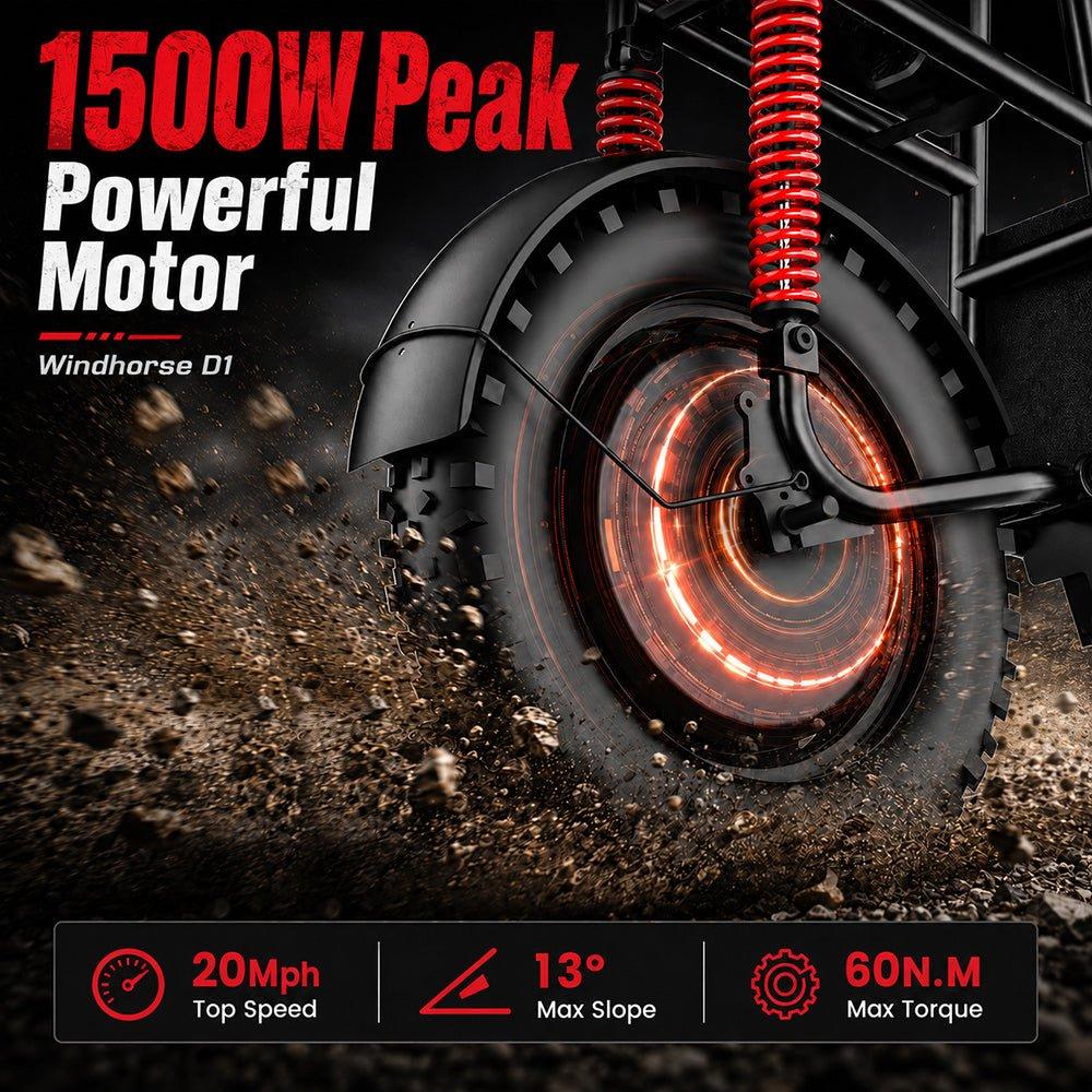Wh D1 Black Windhorse D1 Electric Scooter - 750W 48V 15Ah - Black - Image 3